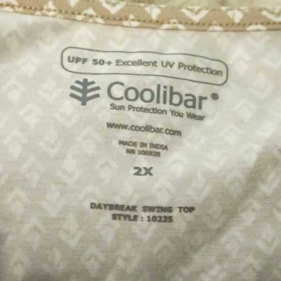 Coolibar Plus Size 2X Tan Print Daybreak Swing Sun Protection 50 UPF Tunic Top - Picture 4 of 7